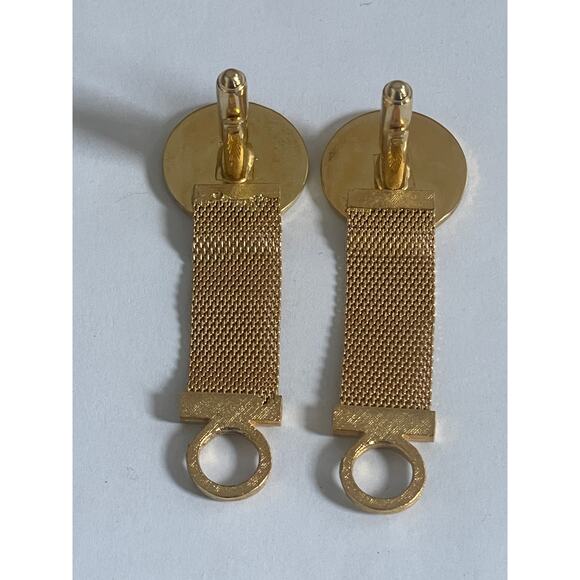 Vintage Dante “Virgo” Zodiac Sign  Gold-tone Cufflinks With Mesh Wraps - Picture 3 of 6